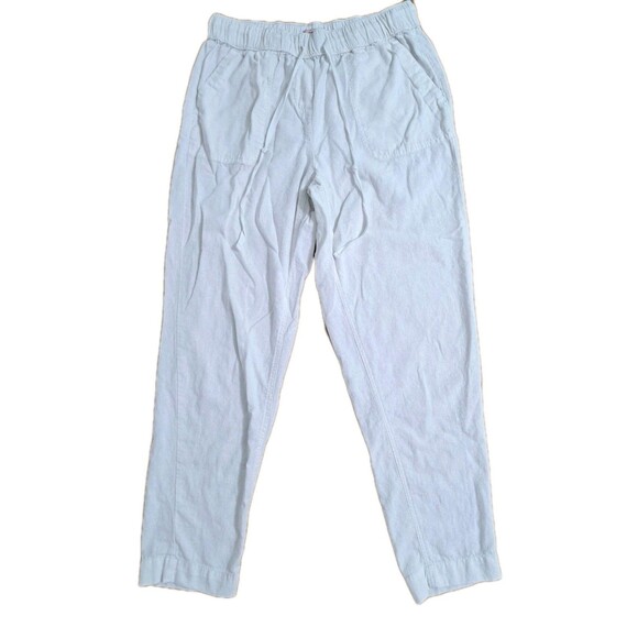 Per Se Pants Womens Medium White Linen Viscose Pull On Drawstring Boho Beach - Picture 1 of 9